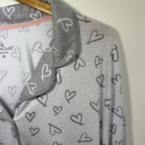 Cuddl Duds 2-Piece Classic Jersey Notch Collar Novelty Pajama Set 3XL Gray White - Picture 5 of 16